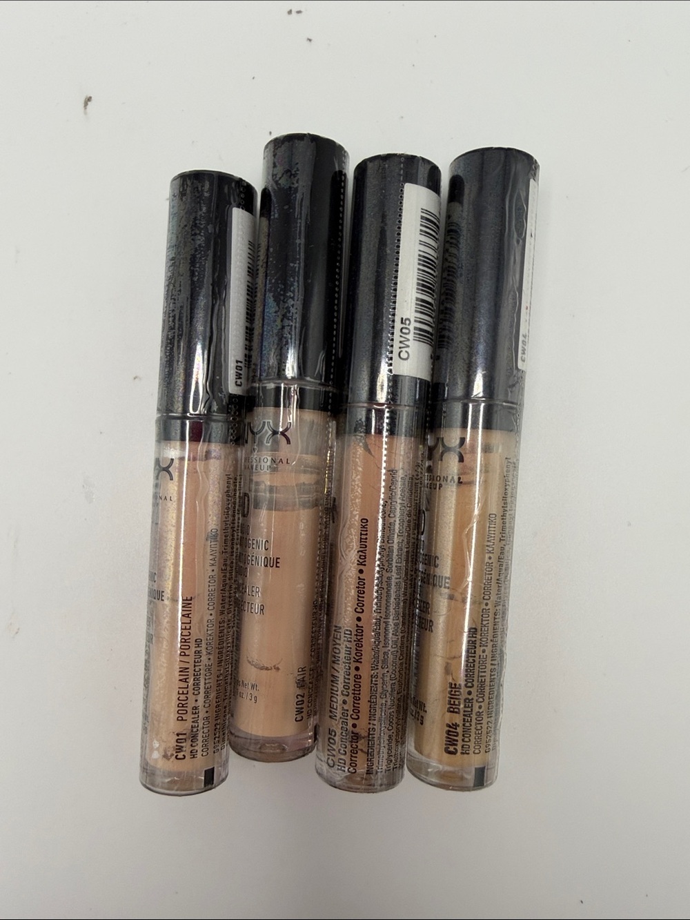 NYX HD Studio Photogenic Concealer 4 Pack— Light Beige and Porcelain Tones